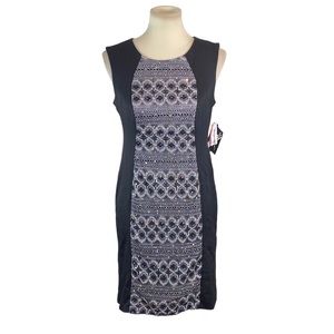 NWT R&M Richards black and silver sleeveless dress size 6P